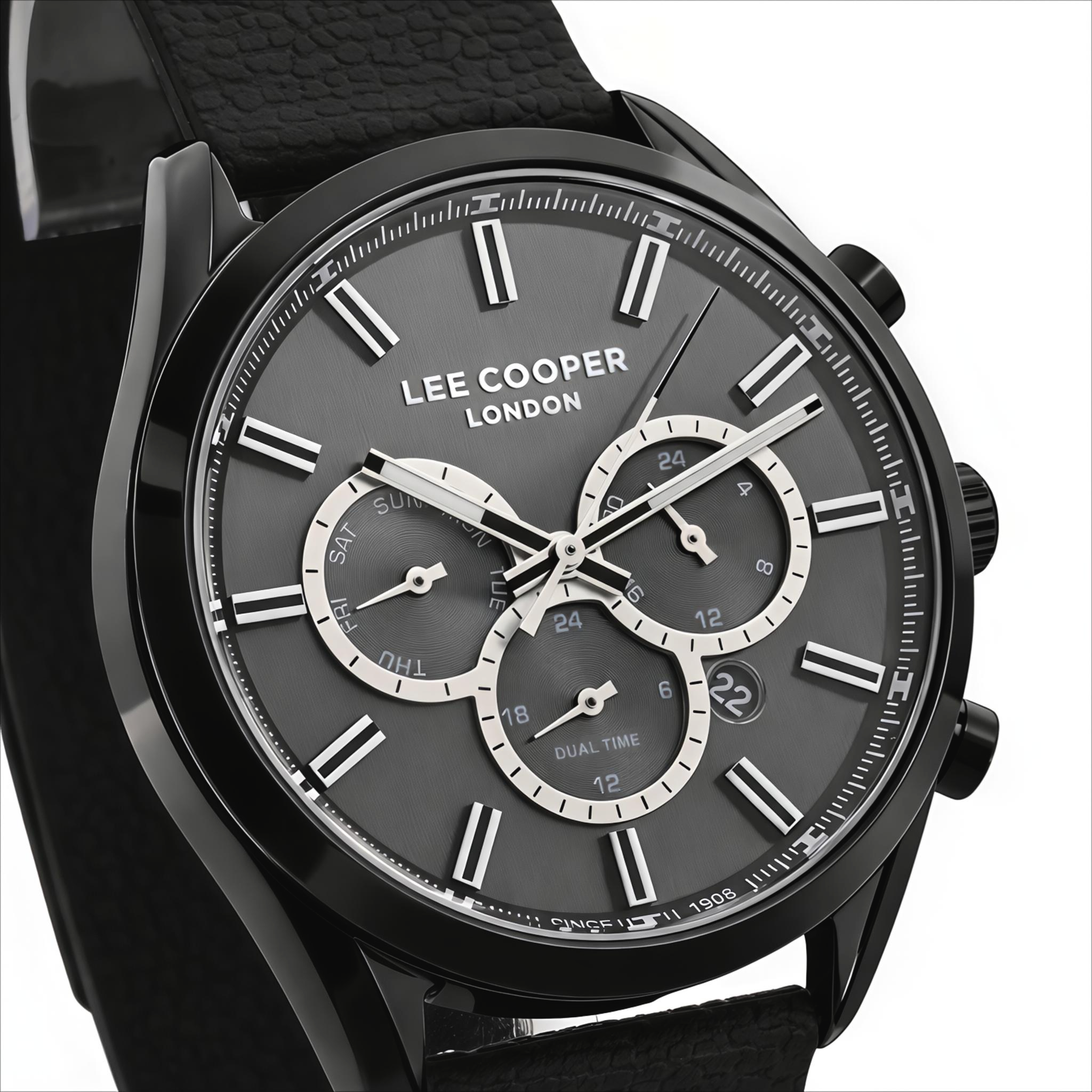 Чоловічий годинник Lee Cooper England Midnight Black 2295, 2 ремінці, чорний — фото 2