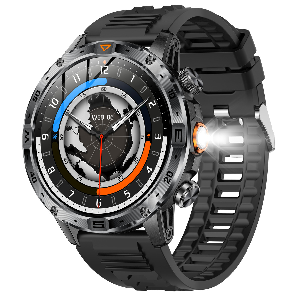 UWatch Smart Fire Rubber смарт-годинник з компасом, OLED 1.7″ і 2 ремінцями — фото 1
