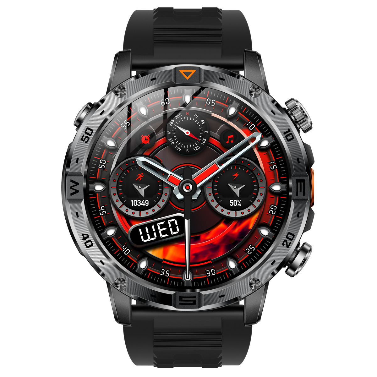 UWatch Smart Fire Rubber смарт-годинник з компасом, OLED 1.7″ і 2 ремінцями — фото 2