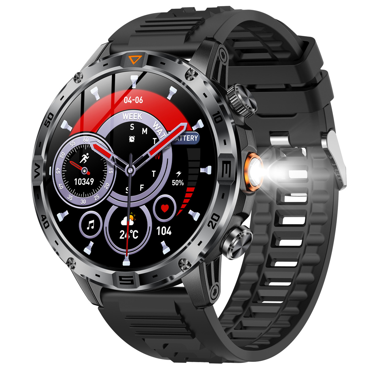UWatch Smart Fire Rubber смарт-годинник з компасом, OLED 1.7″ і 2 ремінцями — фото 8
