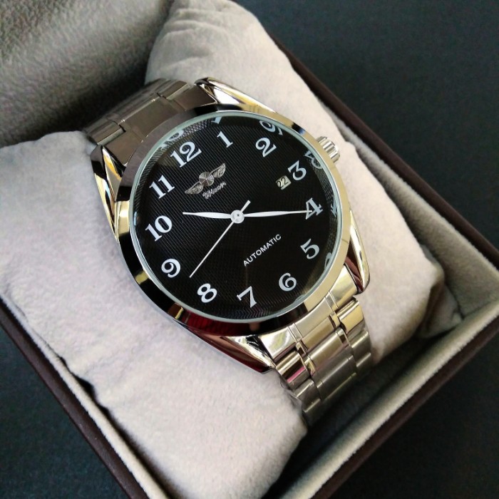 Чоловічий механічний годинник Winner Handsome Textile Black 2255 з автозаводом, 2 ремінці — фото 4