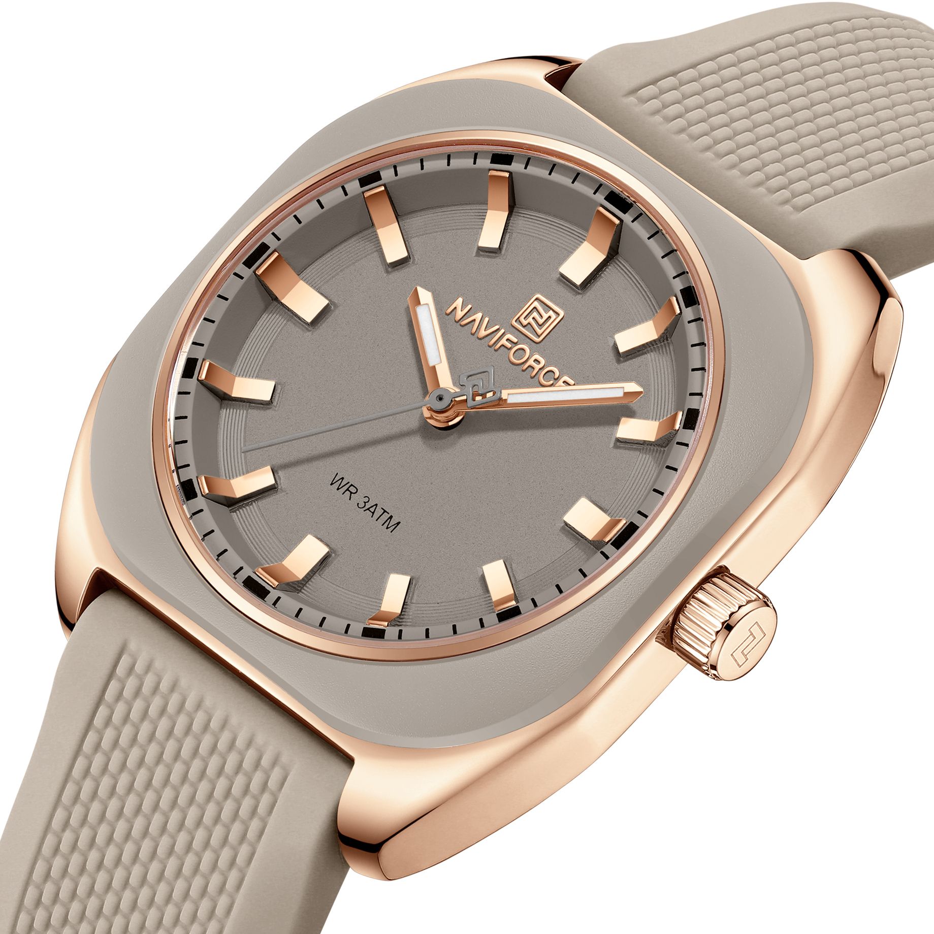 Жіночий годинник Naviforce Mira 2243 із сірим циферблатом і золотистим корпусом — фото 1