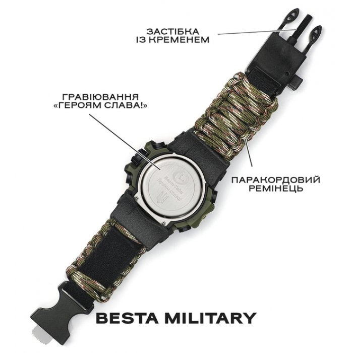 Тактичний ремінець Besta Military з паракорду, хакі, 24 мм — фото 3