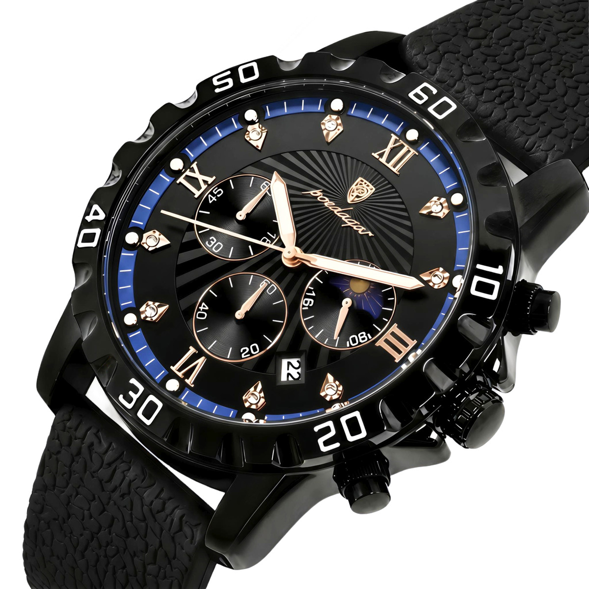 Чоловічий годинник Poedagar Extra Prestige Black 2433 з 2 ремінцями — фото 1