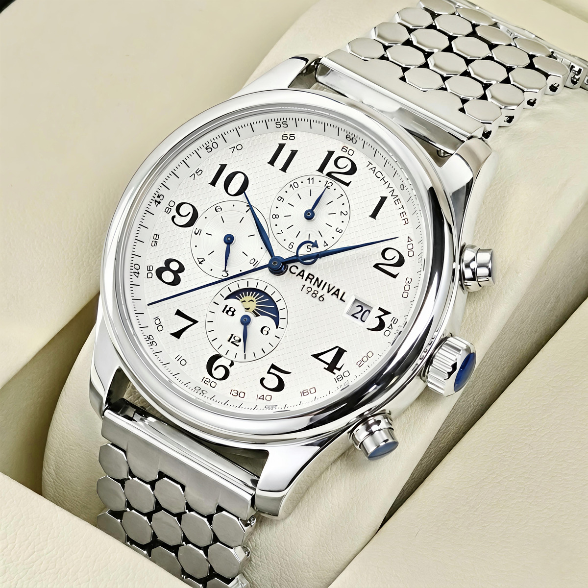 Чоловічий механічний годинник Carnival Masters Silver Honey 2431 з 2 ремінцями — фото 2