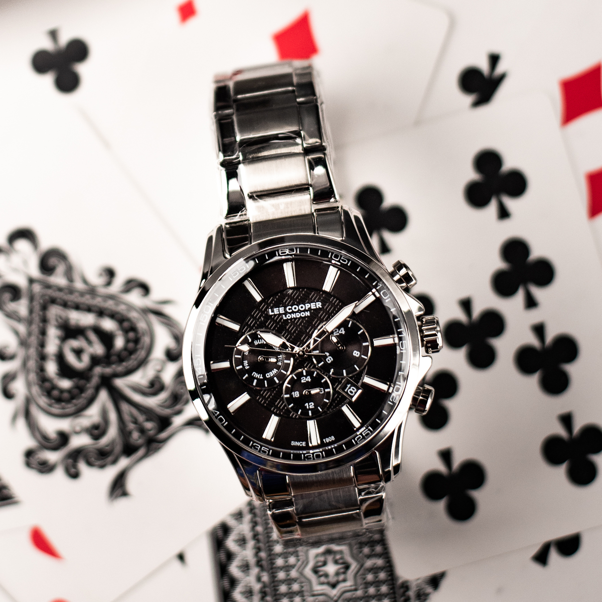 Чоловічий годинник Lee Cooper SuperMetal 1965 сріблястий з чорним циферблатом — фото 6
