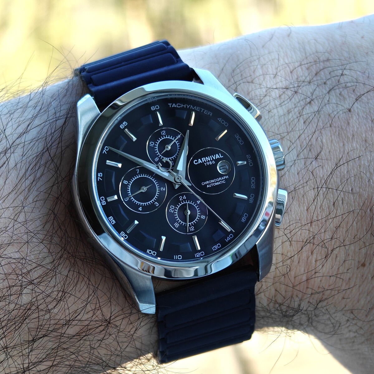 Чоловічий механічний годинник Carnival Genius Prestige Black 2303 з 2 ремінцями — фото 7