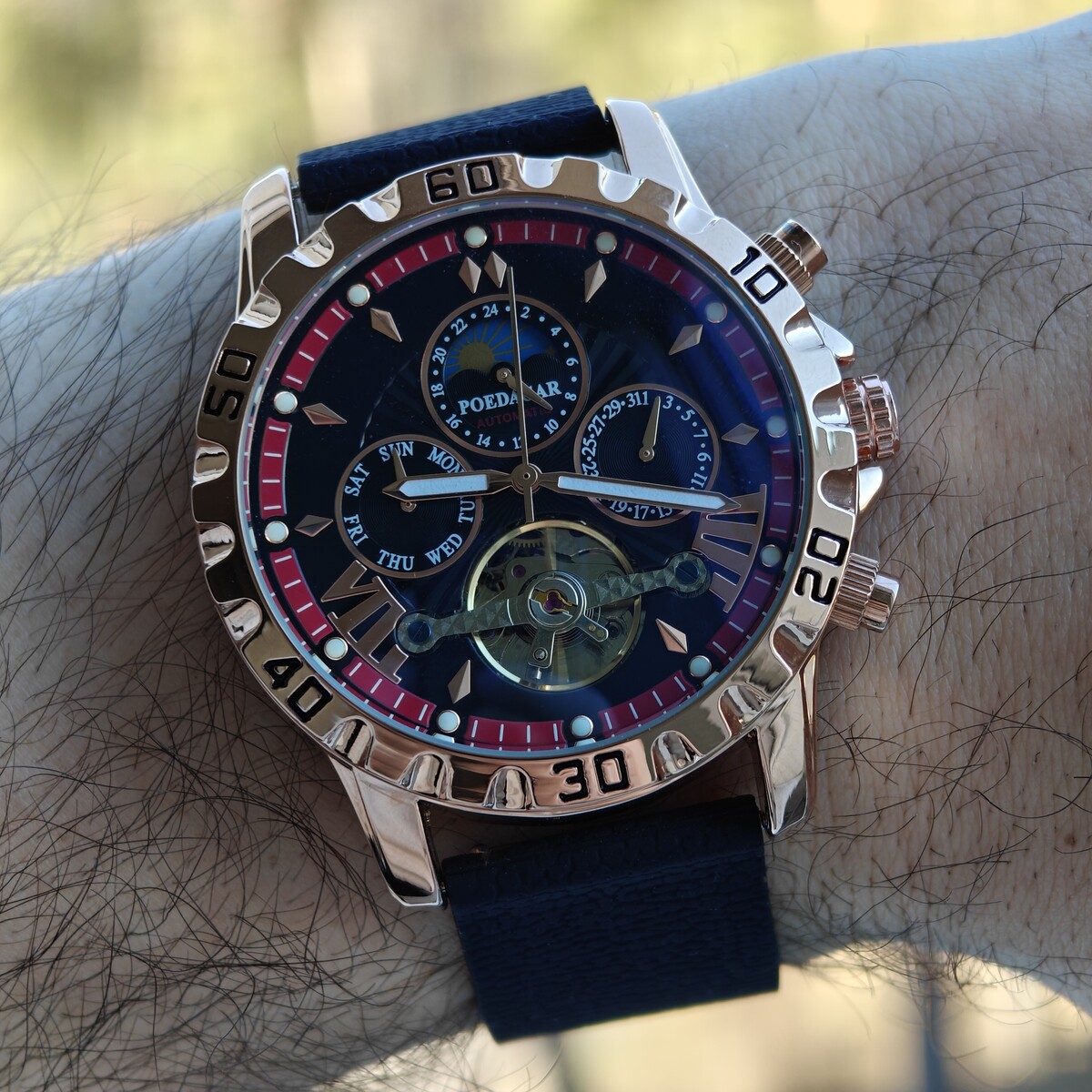 Чоловічий годинник Poedagar Mechanical Prestige 2302 з автозаводом і 2 ремінцями — фото 7