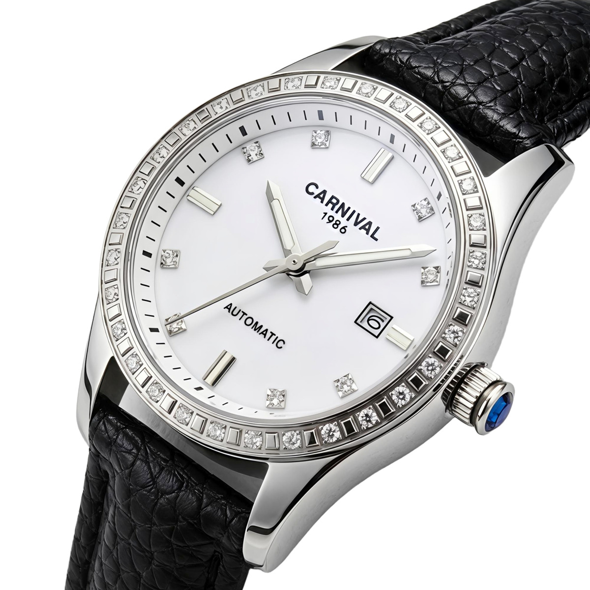 Жіночий механічний годинник Carnival Luiza White Leather 2518 з 2 ремінцями — фото 1
