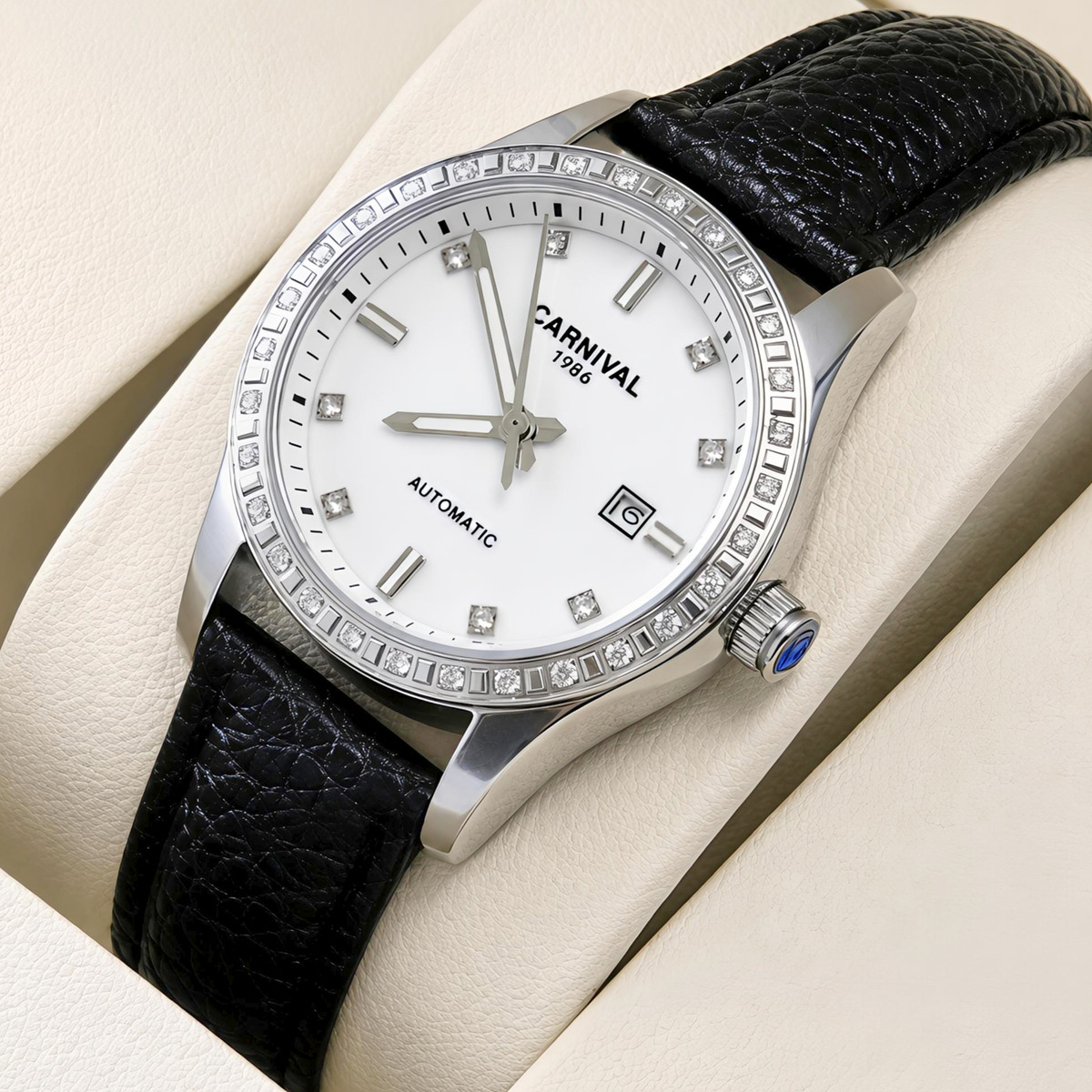 Жіночий механічний годинник Carnival Luiza White Leather 2518 з 2 ремінцями — фото 2