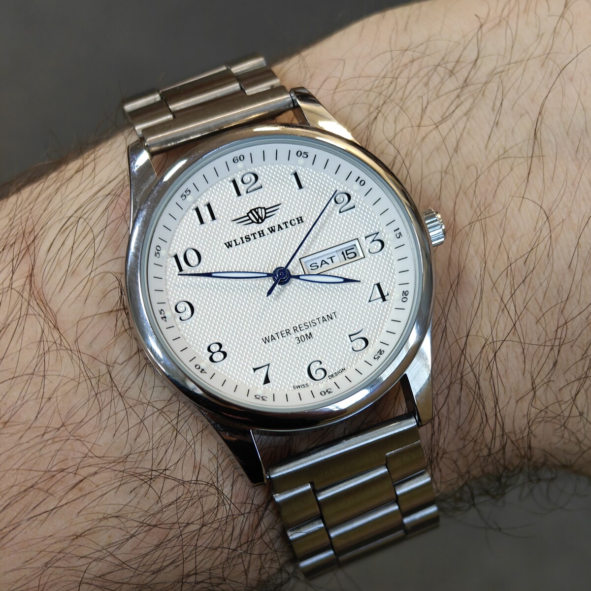 Чоловічий годинник Hemsut Standart Silver Metal 2512 з 2 ремінцями — фото 8