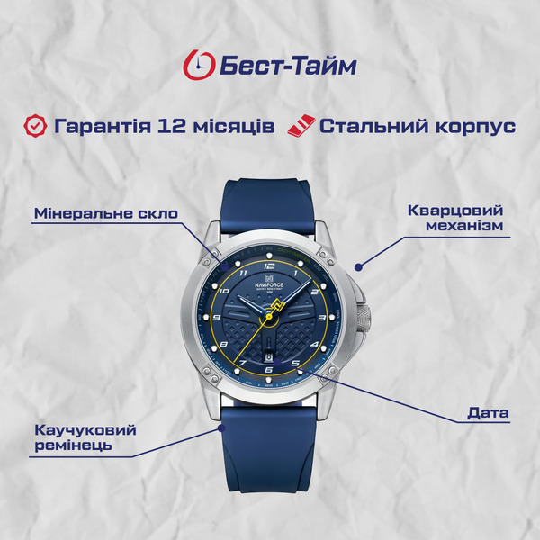 Чоловічий годинник Naviforce Lagune 1559 з темно-синім циферблатом — фото 5