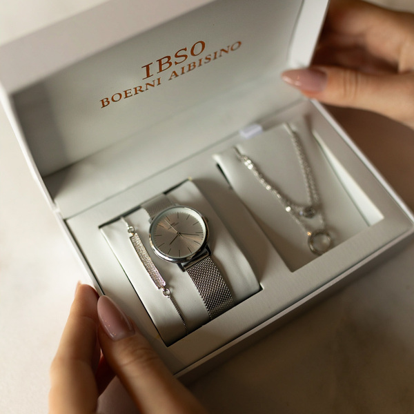 Подарунковий набір Baosaili BOX IBSO Silver з жіночим годинником і прикрасами — фото 4