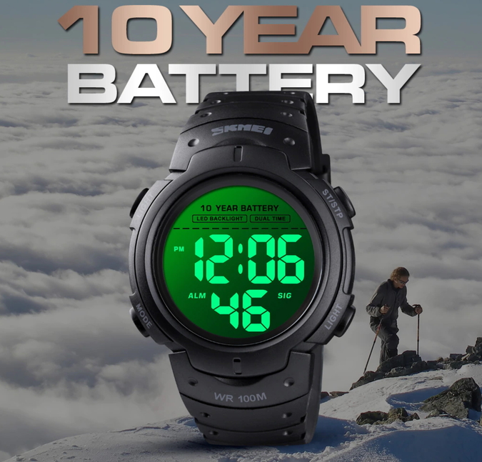 Чоловічий годинник Skmei Neon 10 Bar Black 1134, чорний, 10 атм — фото 4