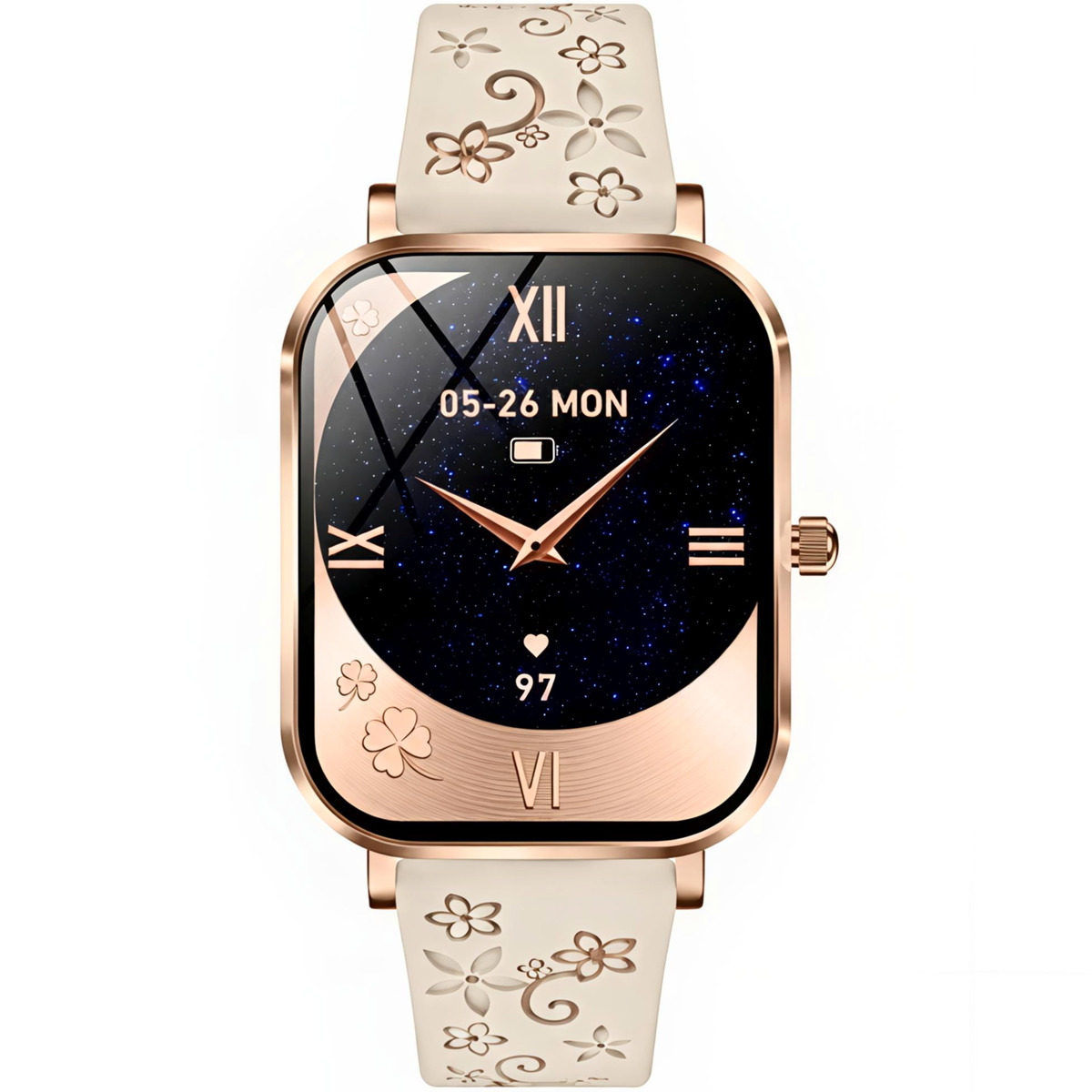 Смартгодинник UWatch Smart Miami Beige Flower золотистий, 2 ремінці — фото 1