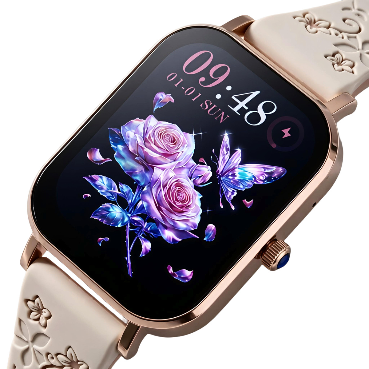 Смартгодинник UWatch Smart Miami Beige Flower золотистий, 2 ремінці — фото 2