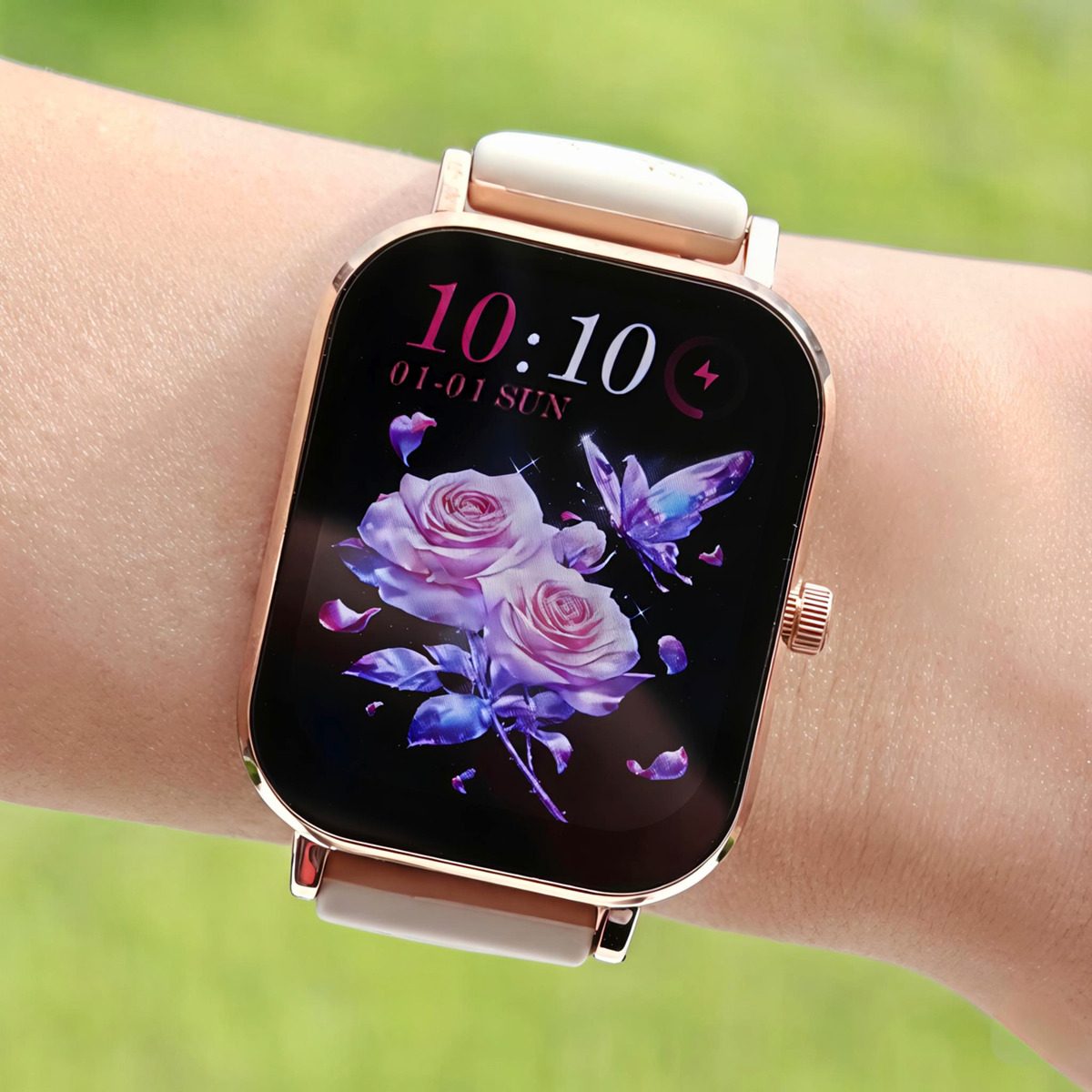 Смартгодинник UWatch Smart Miami Beige Flower золотистий, 2 ремінці — фото 7