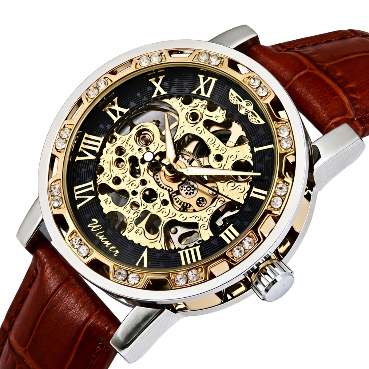 Механічний годинник Winner Naturale Skeleton Leather з 2 ремінцями — фото 1