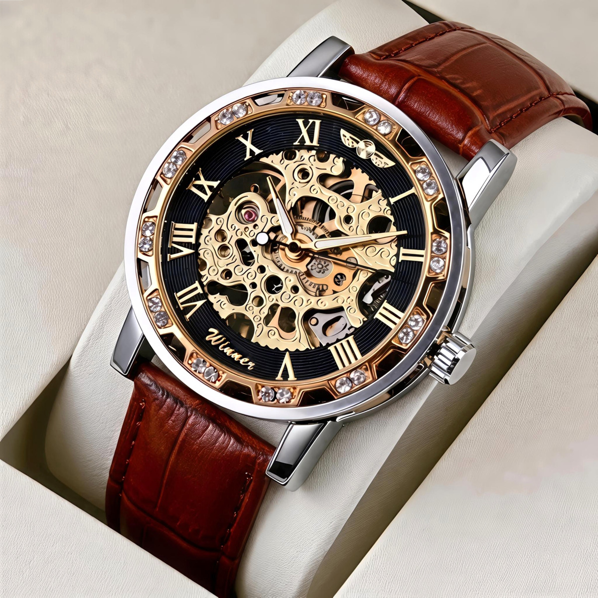 Механічний годинник Winner Naturale Skeleton Leather з 2 ремінцями — фото 2