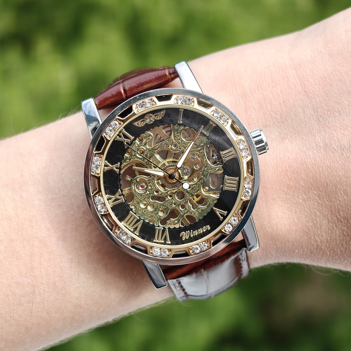 Механічний годинник Winner Naturale Skeleton Leather з 2 ремінцями — фото 7