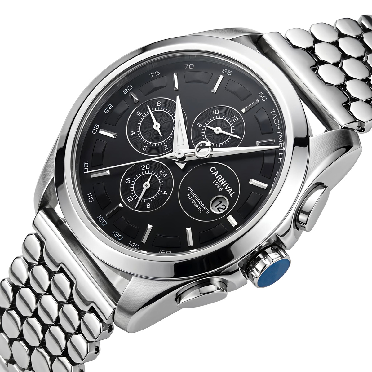 Чоловічий механічний годинник Carnival Genius Silver Honey 2372 з 2 ремінцями — фото 1