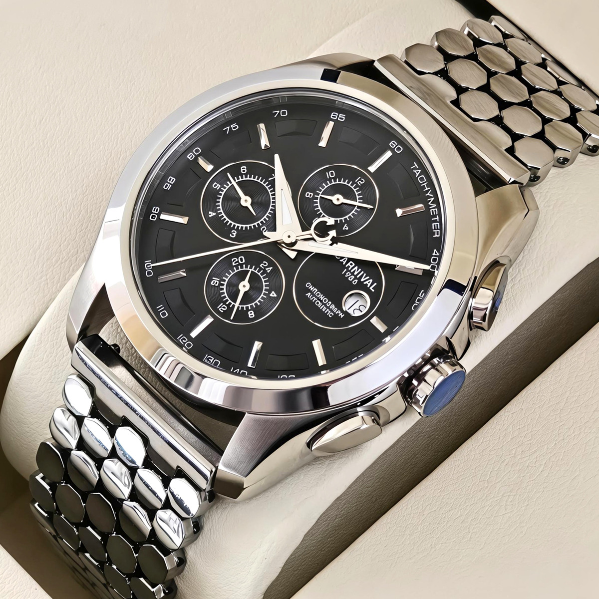 Чоловічий механічний годинник Carnival Genius Silver Honey 2372 з 2 ремінцями — фото 2