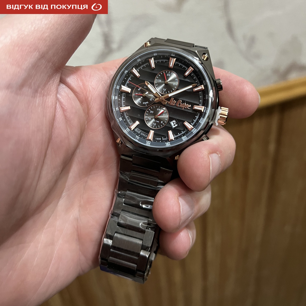 Чоловічий годинник Lee Cooper Ice Black 1838 зі сталевим браслетом, 45 мм — фото 9