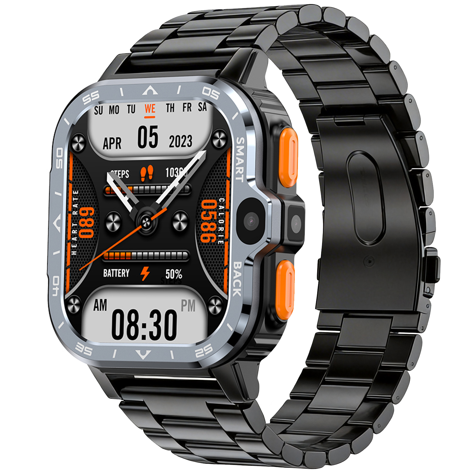UWatch Smart Nova Sim Steel Black смартгодинник з SIM, 2 ремінці, Amoled 2.03″ — фото 1