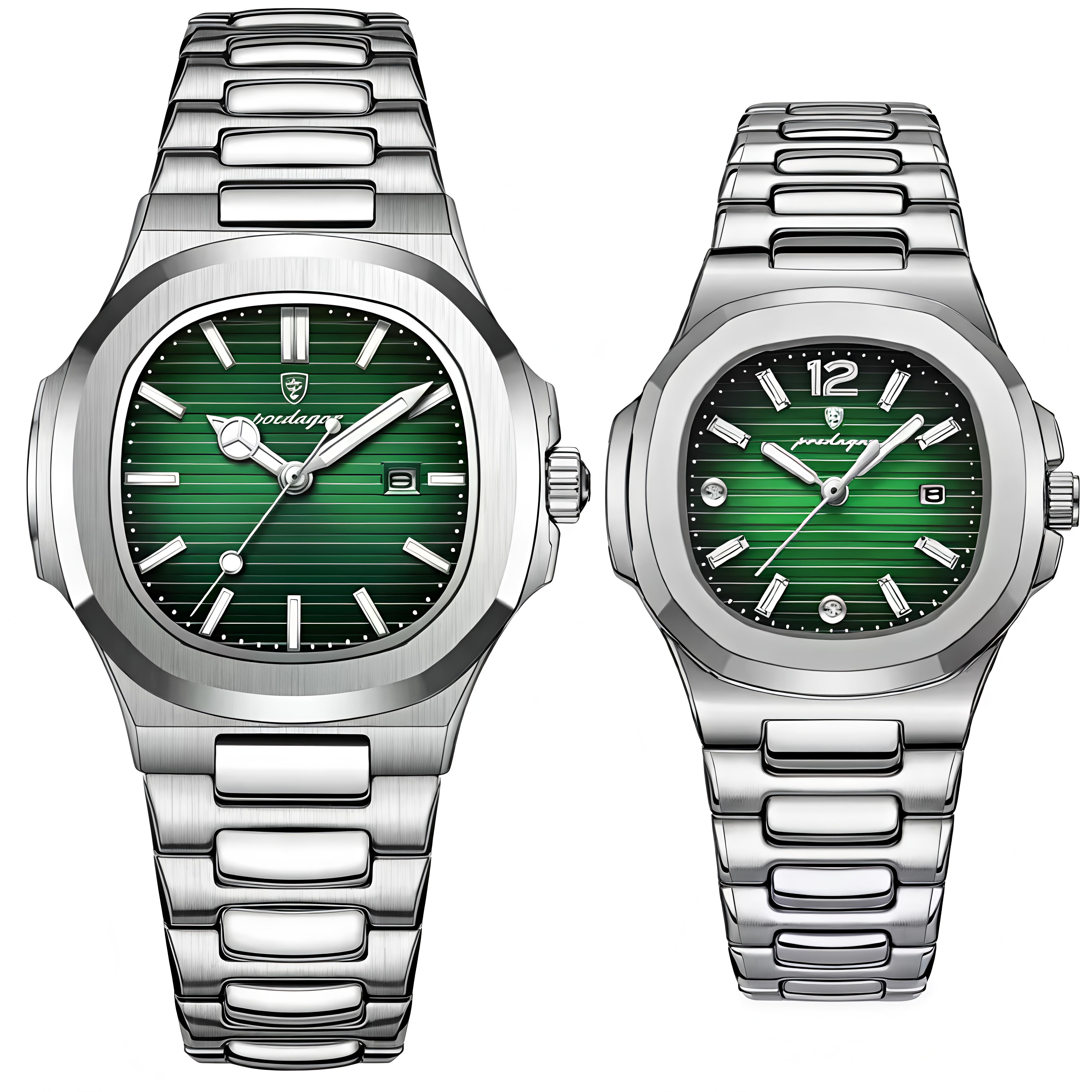 Парні годинники Poedagar Great Limited Couple 2306 зі сріблястим браслетом — фото 1