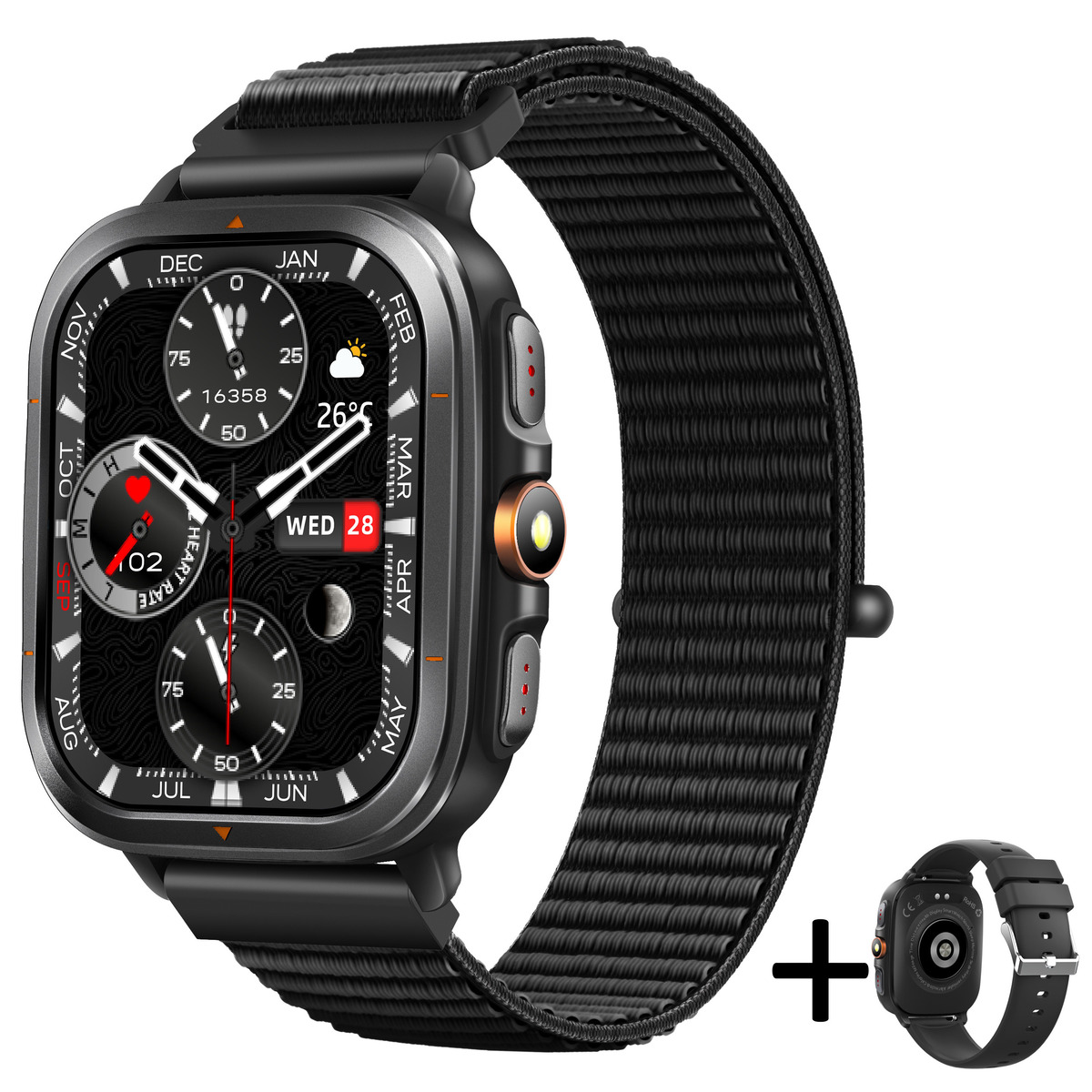 Смартгодинник UWatch Smart Bavaro Nano Nylon з GPS, ChatGPT і 2 ремінцями — фото 1