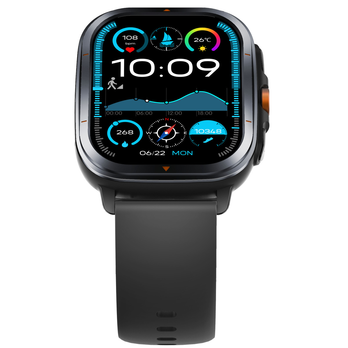 Смартгодинник UWatch Smart Bavaro Nano Rubber 2.01″ GPS, Bluetooth-дзвінки, 2 ремінці — фото 8