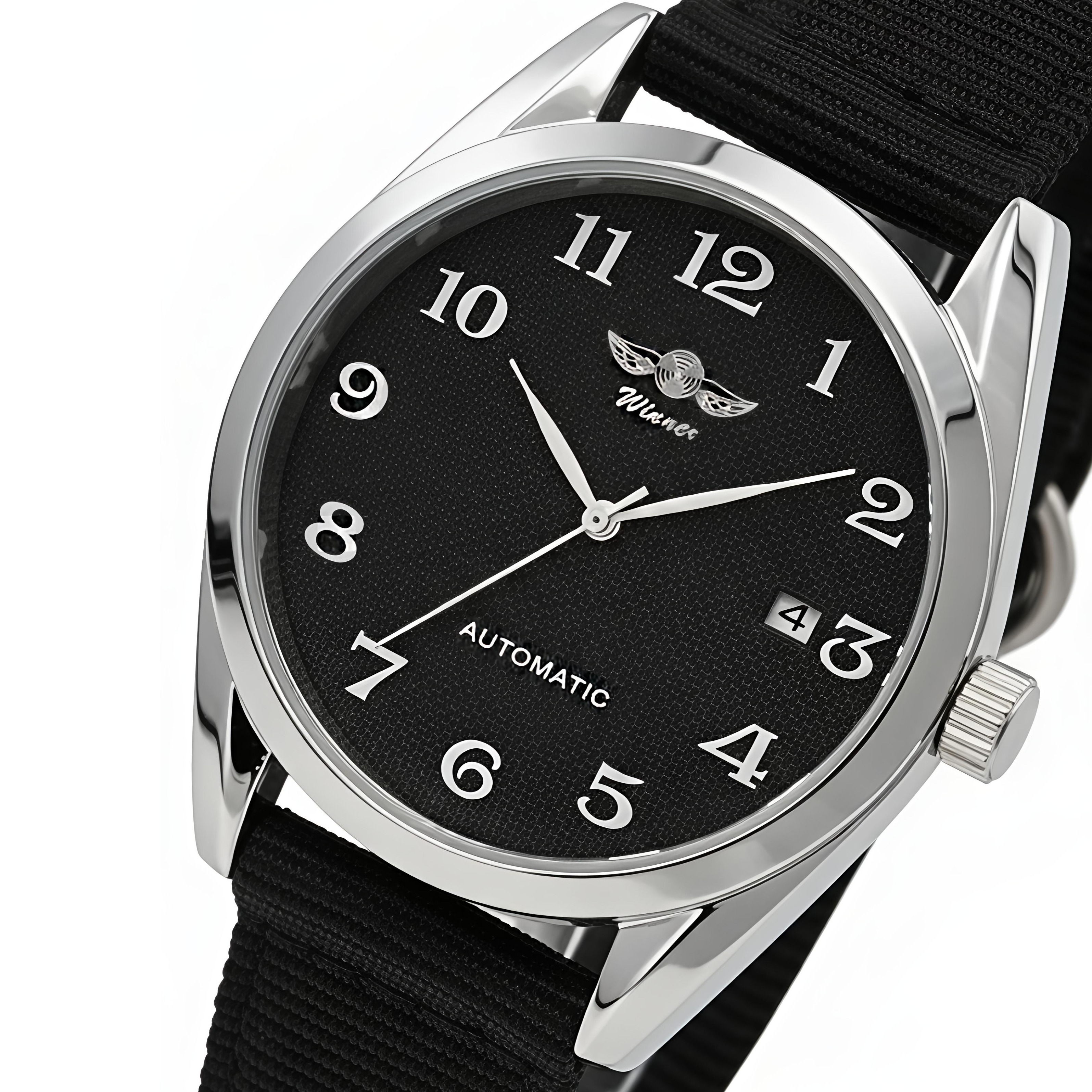Чоловічий механічний годинник Winner Handsome Textile Black 2255 з автозаводом, 2 ремінці — фото 2