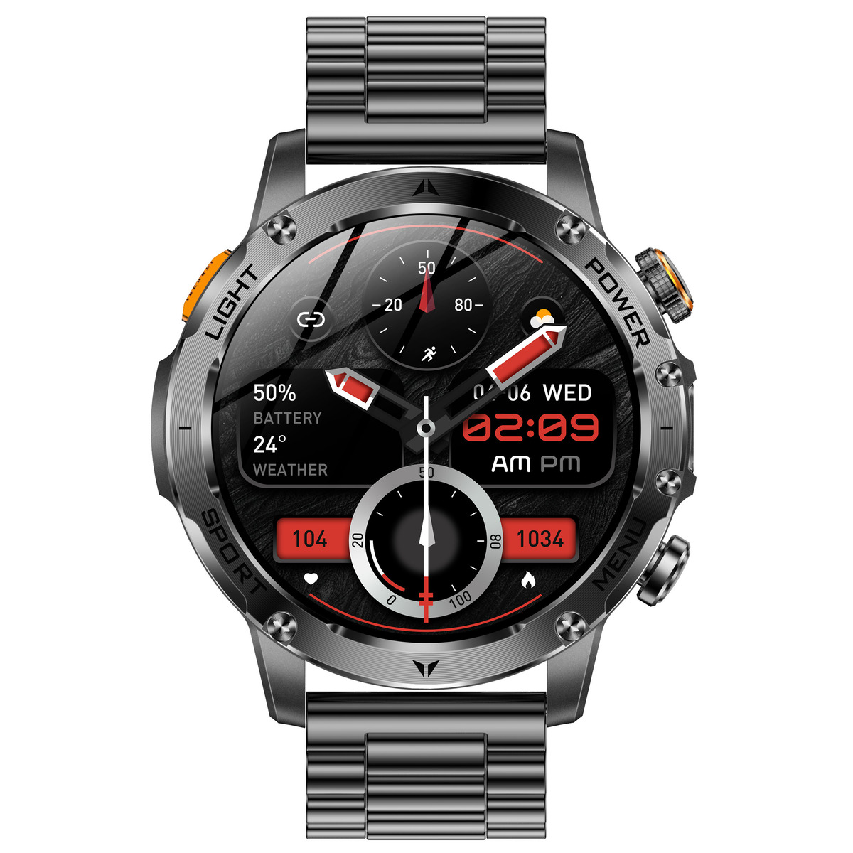 UWatch Smart Power Ultra Steel, смартгодинник 1.7″ зі сталевим корпусом і 2 ремінцями — фото 2