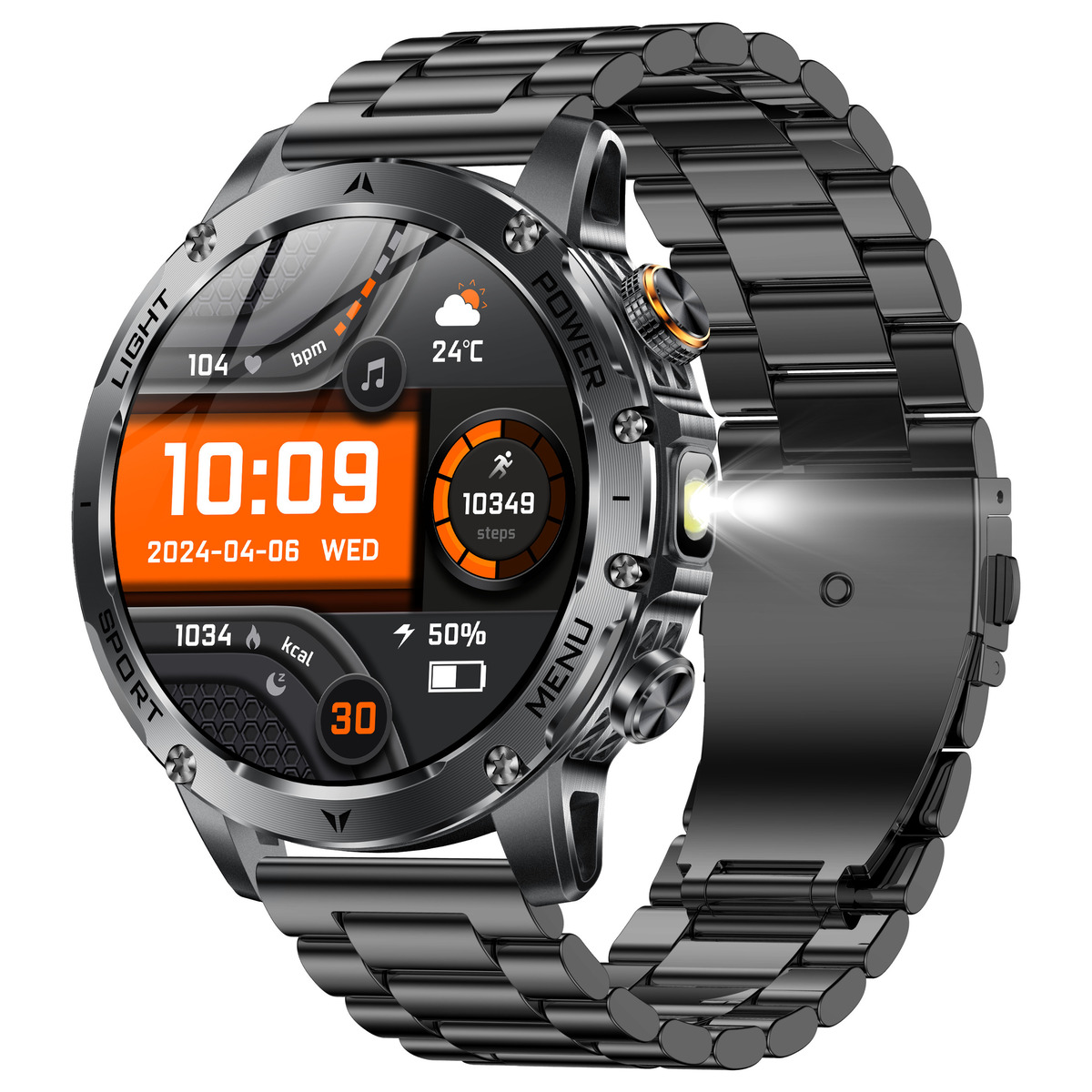 UWatch Smart Power Ultra Steel, смартгодинник 1.7″ зі сталевим корпусом і 2 ремінцями — фото 9