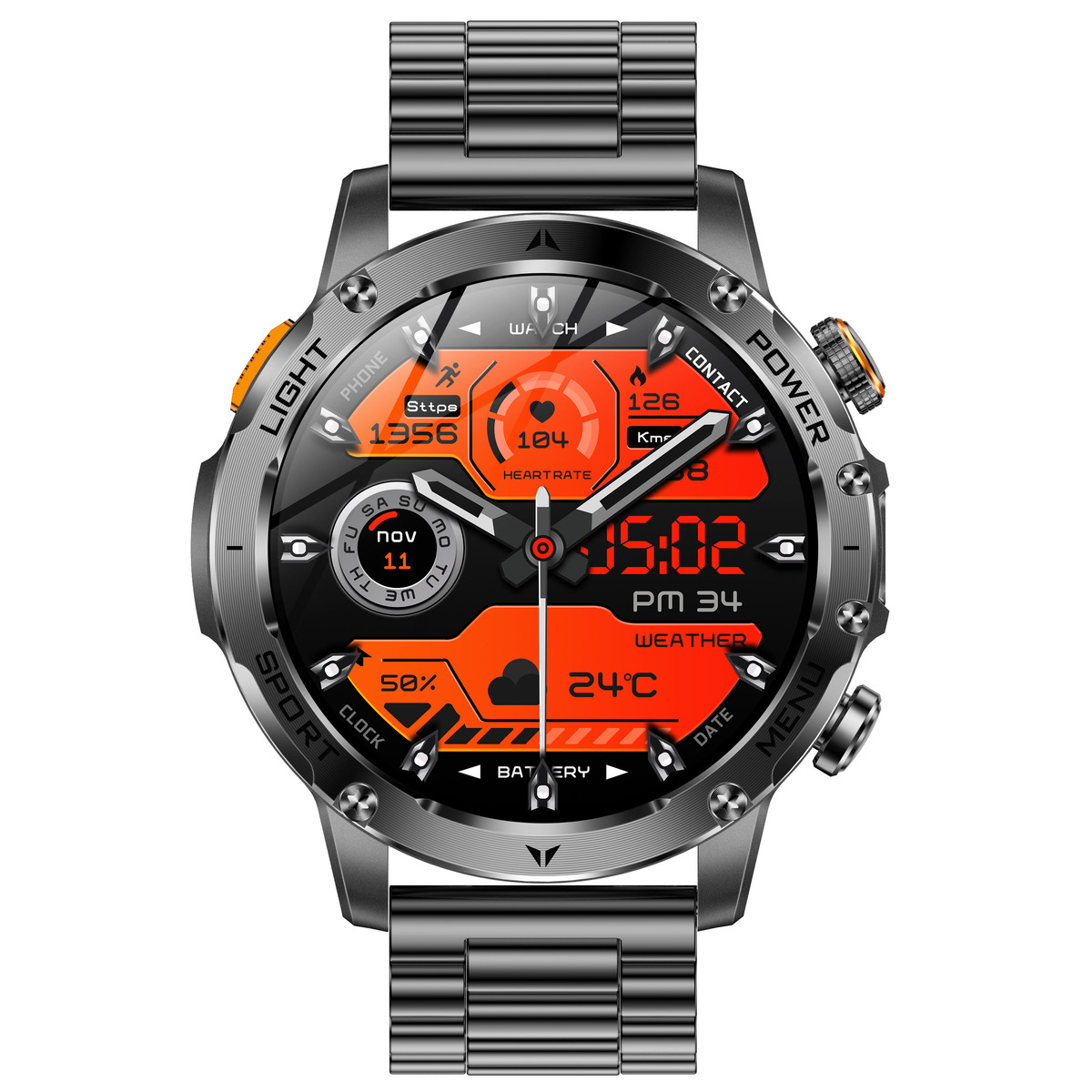 UWatch Smart Power Ultra Steel, смартгодинник 1.7″ зі сталевим корпусом і 2 ремінцями — фото 10