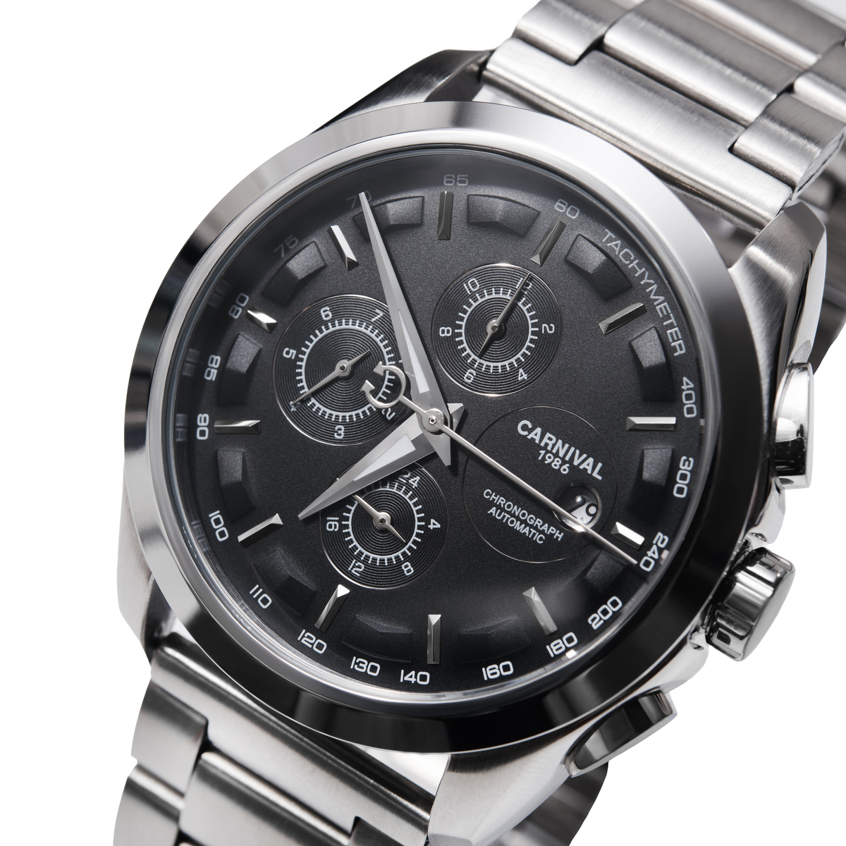 Чоловічий годинник Carnival Genius Prime Silver 2135 з автозаводом і 2 ремінцями — фото 1