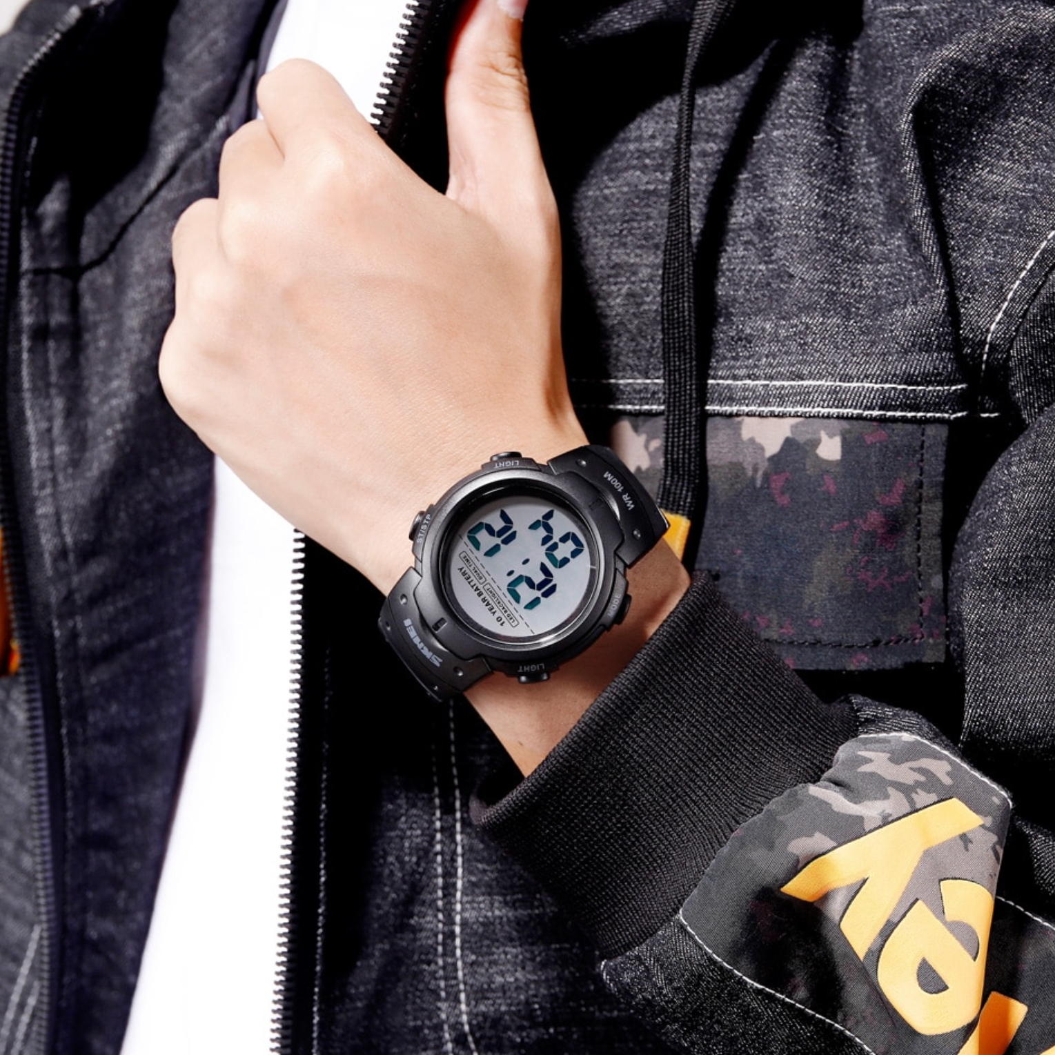 Чоловічий годинник Skmei Neon 10 Bar Black 1134, чорний, 10 атм — фото 10