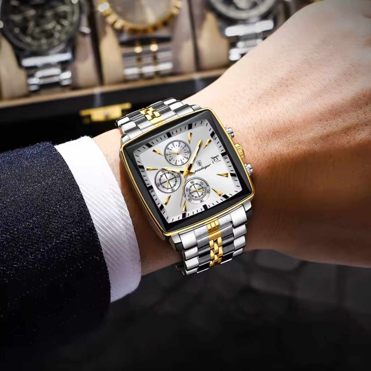 Чоловічий годинник Poedagar Parus Silver 2040 зі сталевим браслетом — фото 3