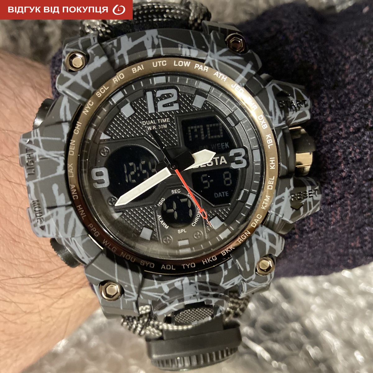 Besta Life Pro Grey 1884 тактичний чоловічий годинник з компасом, сірий хакі — фото 7