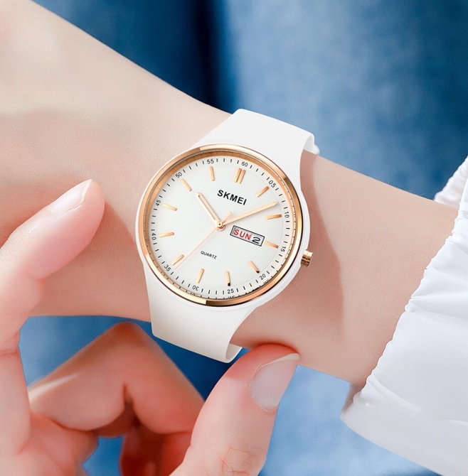 Жіночий годинник Skmei Vivo White 1747, білий, кварцовий, 42 мм — фото 6