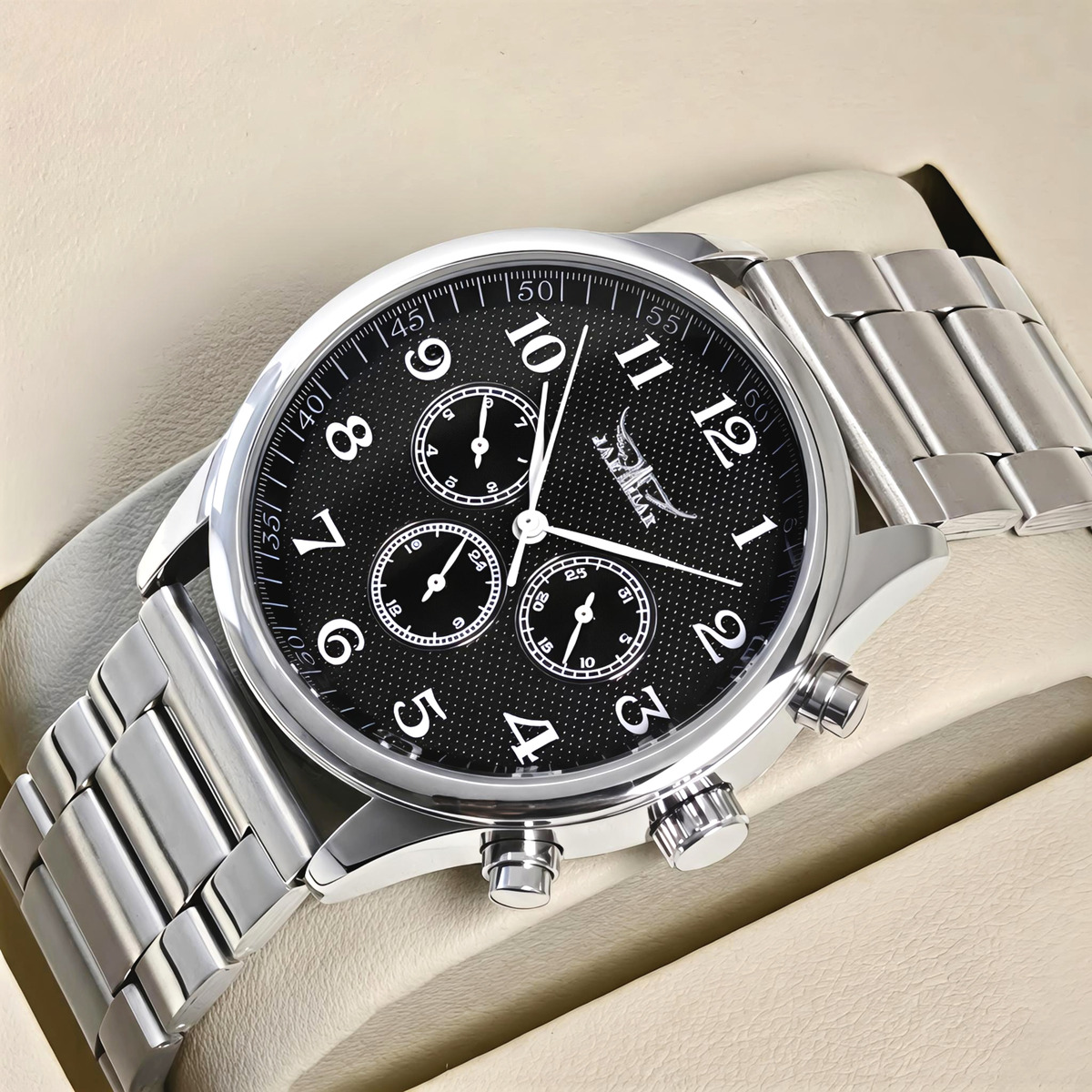 Чоловічий механічний годинник Jaragar Elite Pure Silver з автозаводом і 2 ремінцями — фото 2