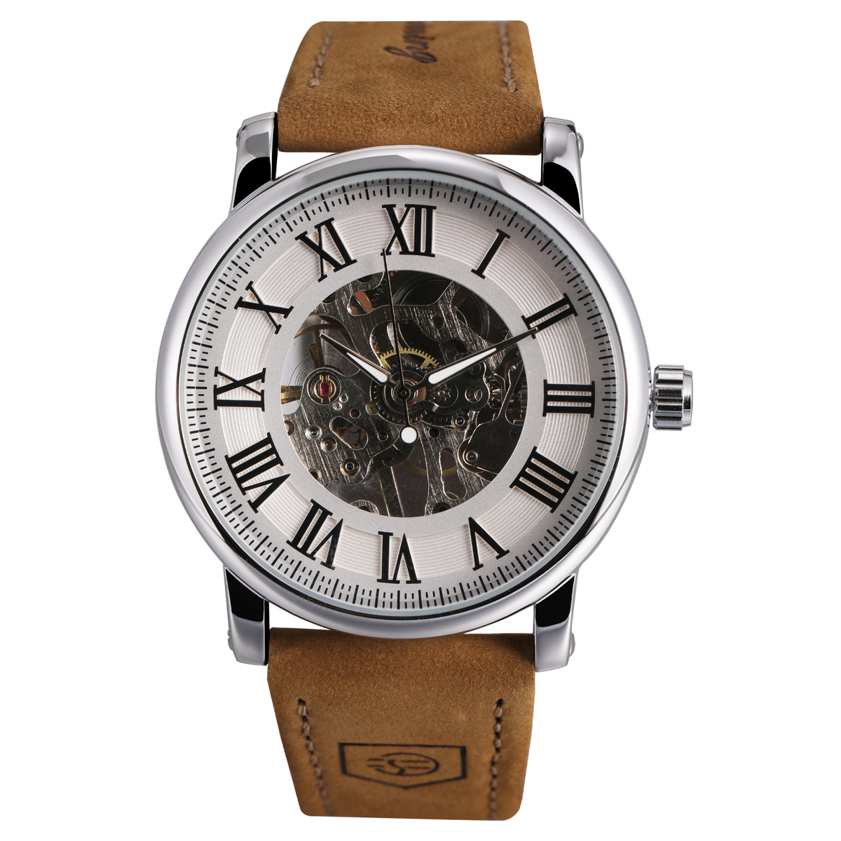 Чоловічий механічний годинник Forsining Vintage Pro 1798 з білим циферблатом — фото 1