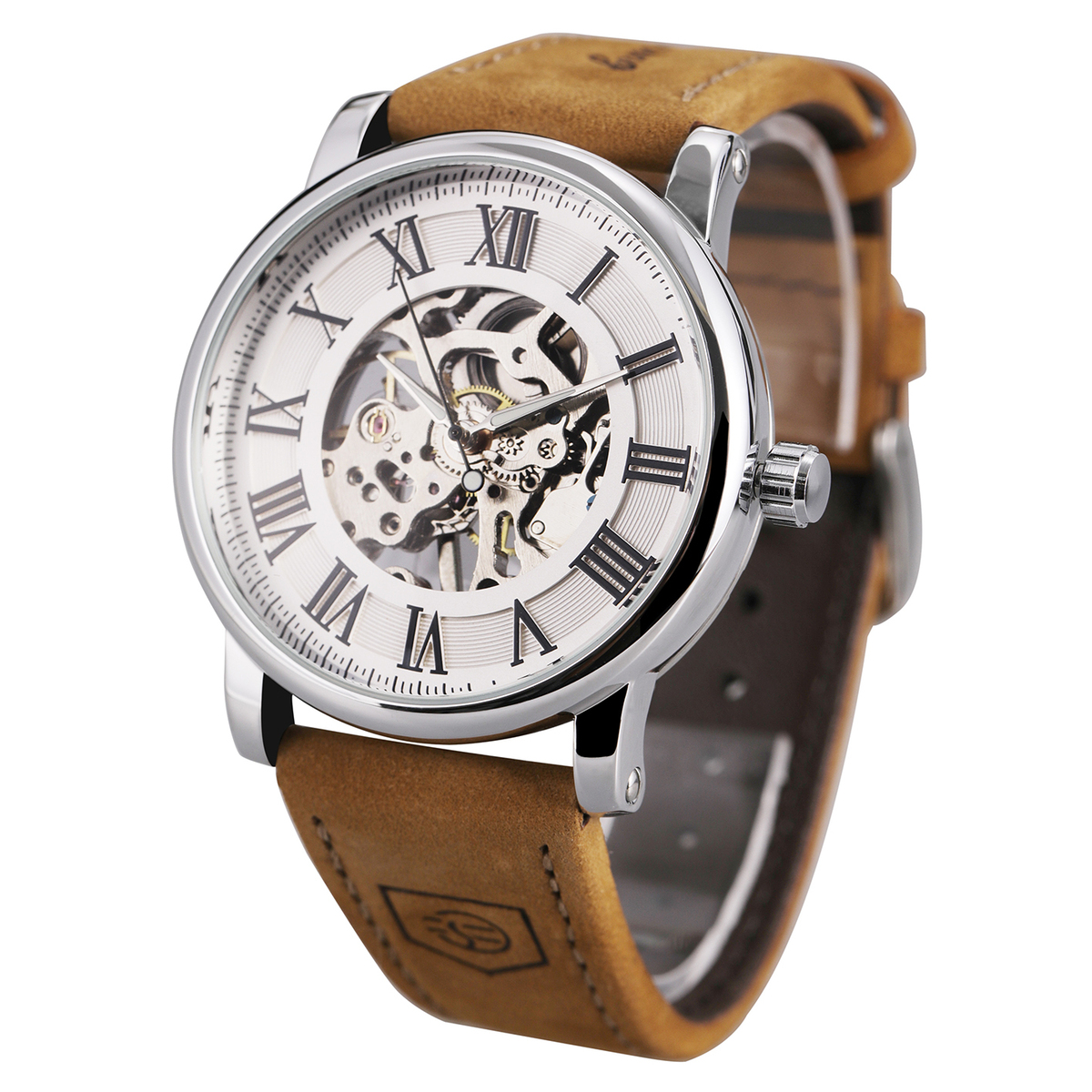Чоловічий механічний годинник Forsining Vintage Pro 1798 з білим циферблатом — фото 2