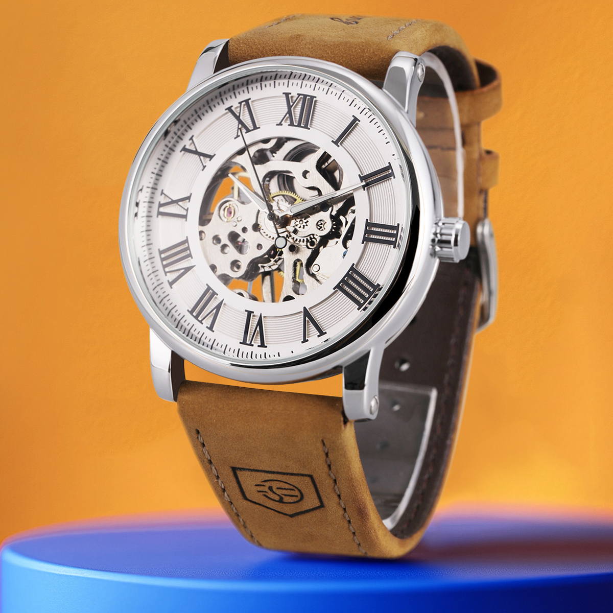Чоловічий механічний годинник Forsining Vintage Pro 1798 з білим циферблатом — фото 3