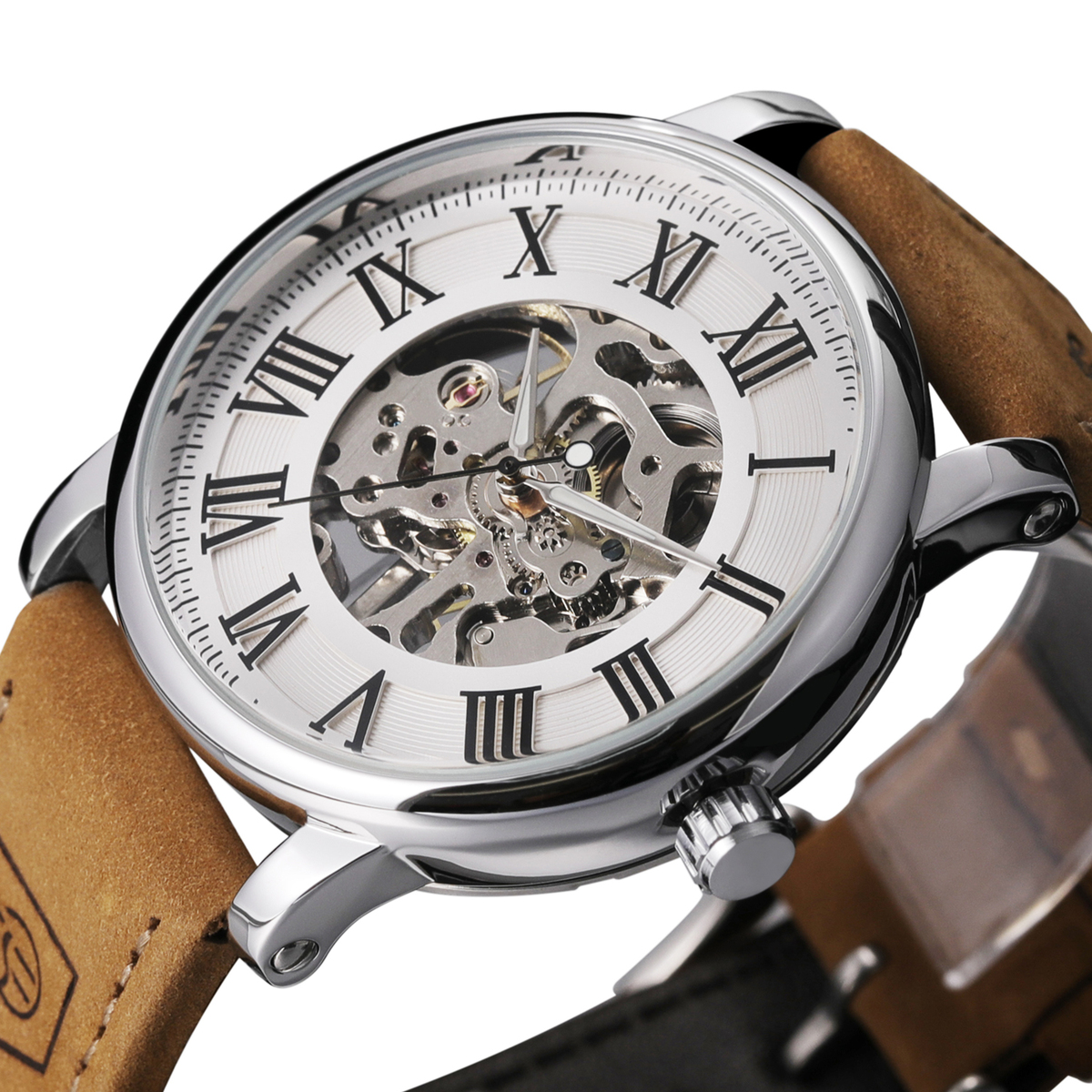 Чоловічий механічний годинник Forsining Vintage Pro 1798 з білим циферблатом — фото 4