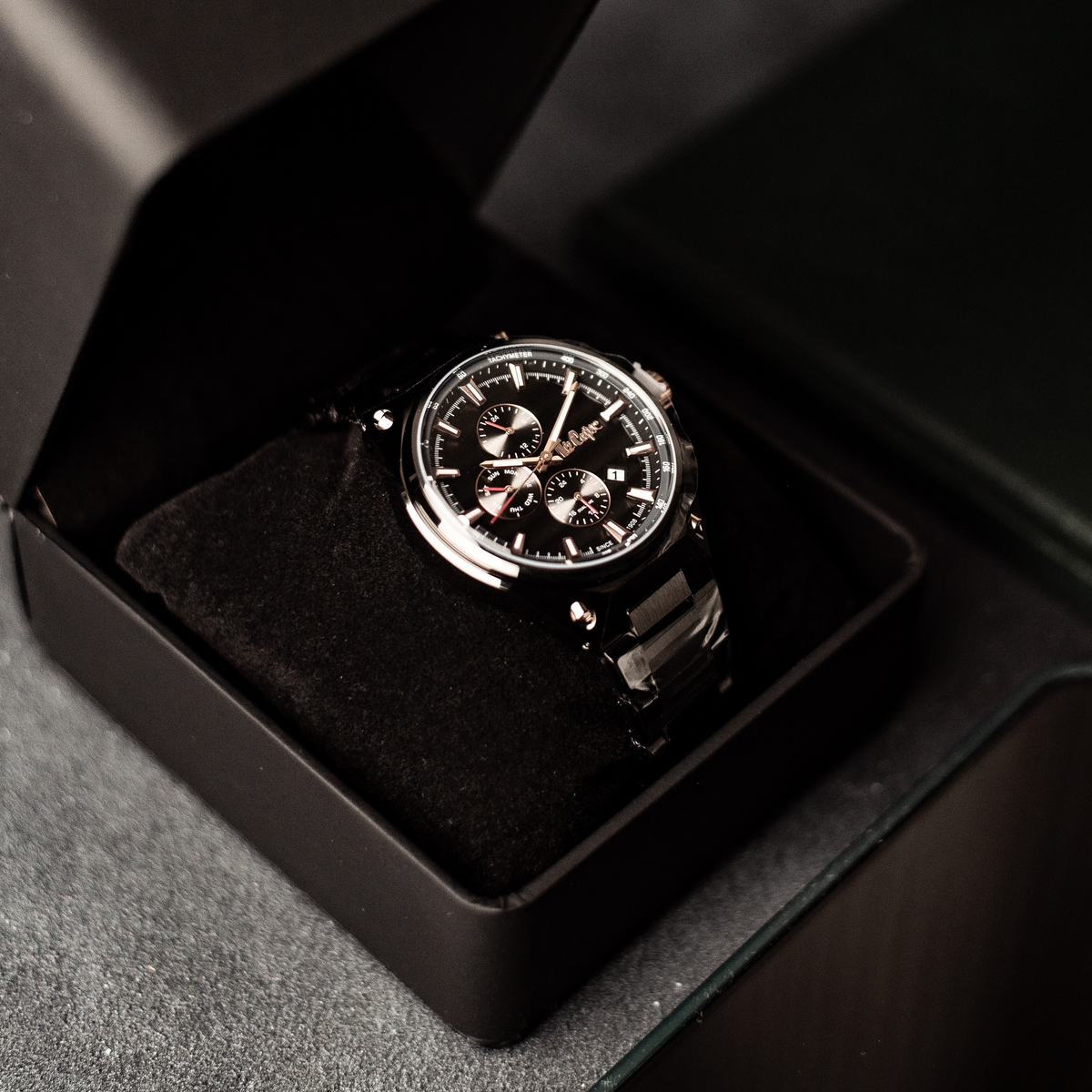 Чоловічий годинник Lee Cooper Ice Black 1838 зі сталевим браслетом, 45 мм — фото 6