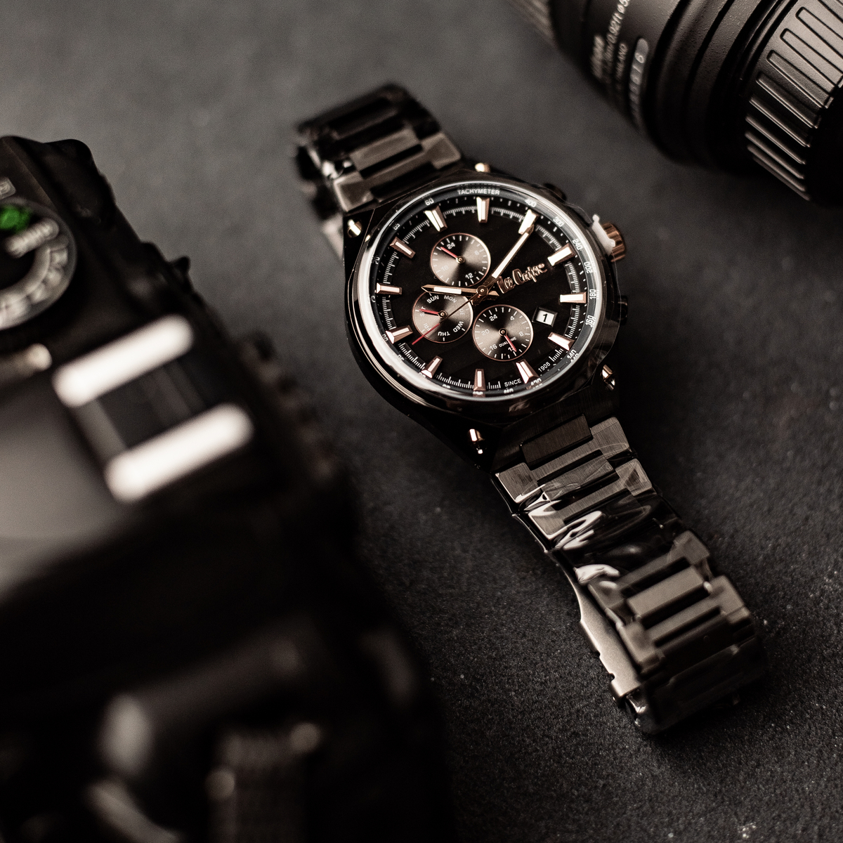 Чоловічий годинник Lee Cooper Ice Black 1838 зі сталевим браслетом, 45 мм — фото 4