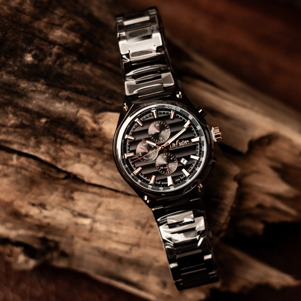 Чоловічий годинник Lee Cooper Ice Black 1838 зі сталевим браслетом, 45 мм — фото 3