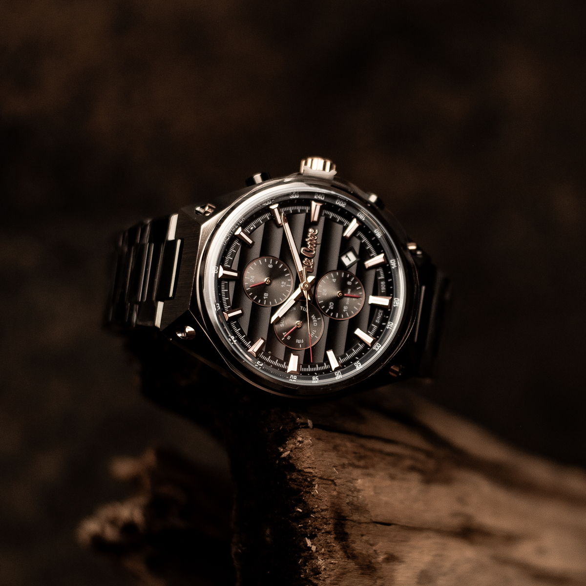 Чоловічий годинник Lee Cooper Ice Black 1838 зі сталевим браслетом, 45 мм — фото 5