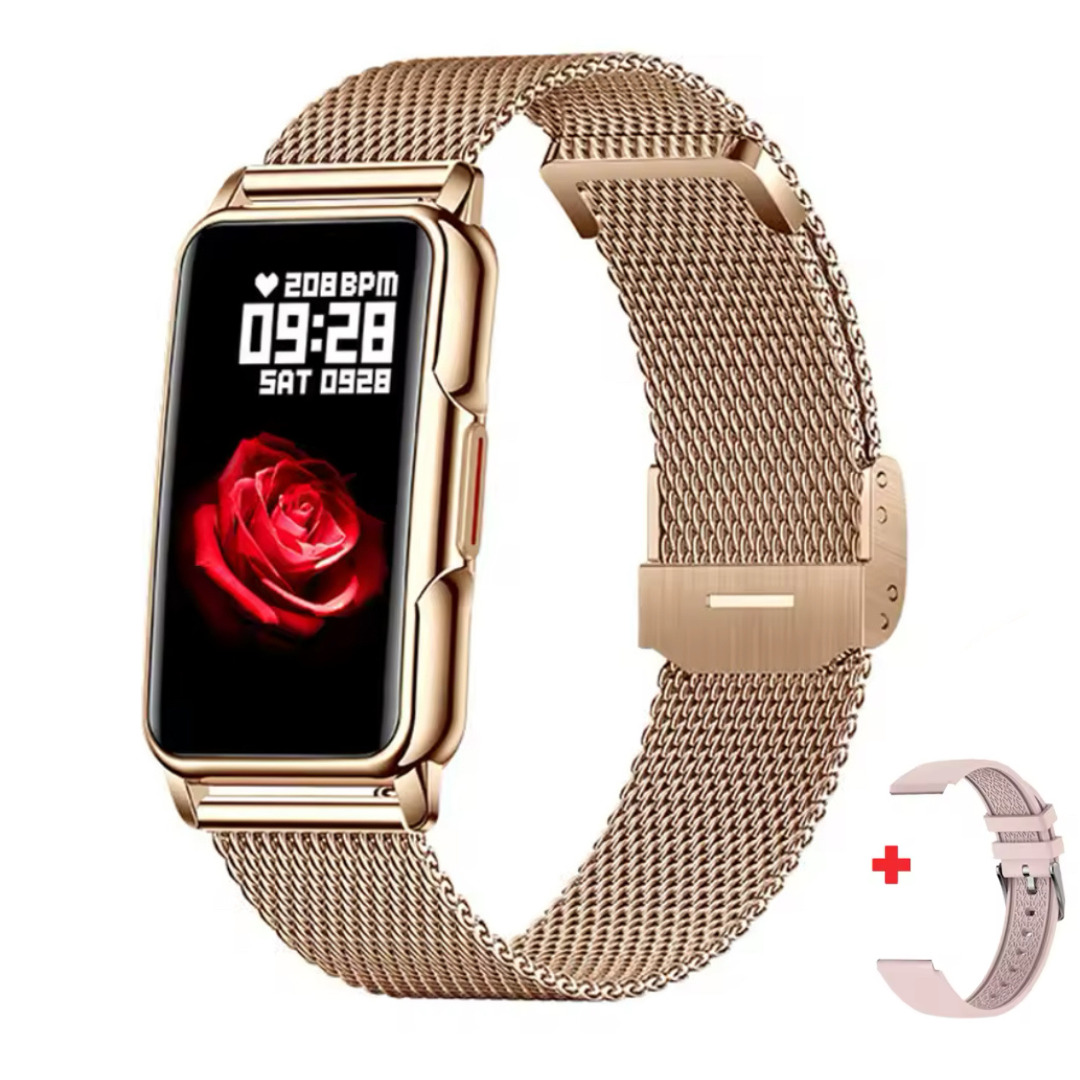 Жіночий смарт-годинник UWatch Smart Mioband Nano+ Gold з OLED-дисплеєм і 2 ремінцями